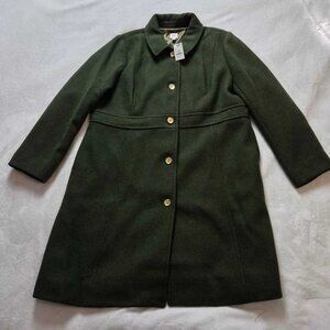 New 22 J Crew Factory wool-blend lady day coat in Pine Green